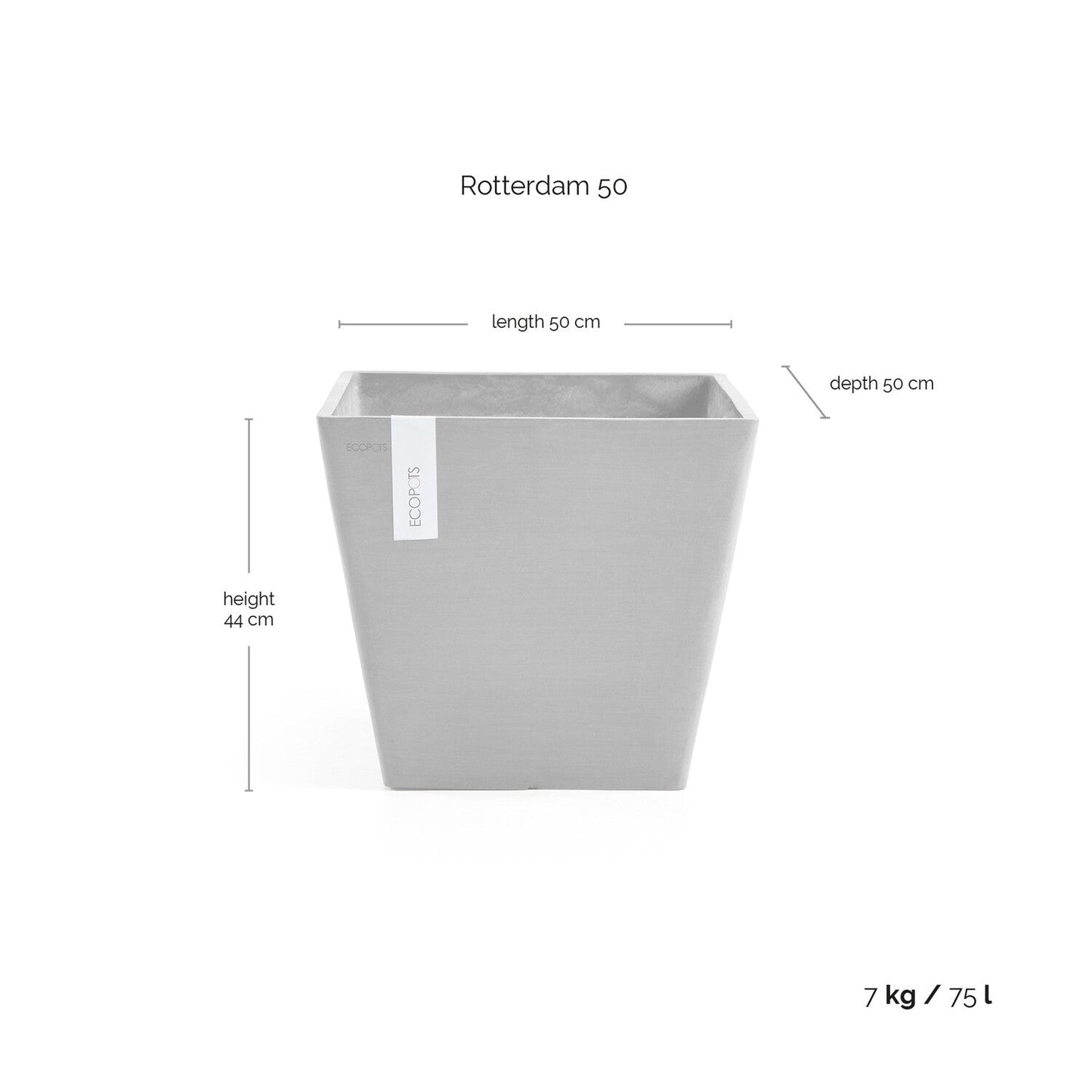 Kukkaruukku - Ecopots - Rotterdam 50cm harmaa - Ecopotskauppa - Uuden aikakauden kukkaruukku